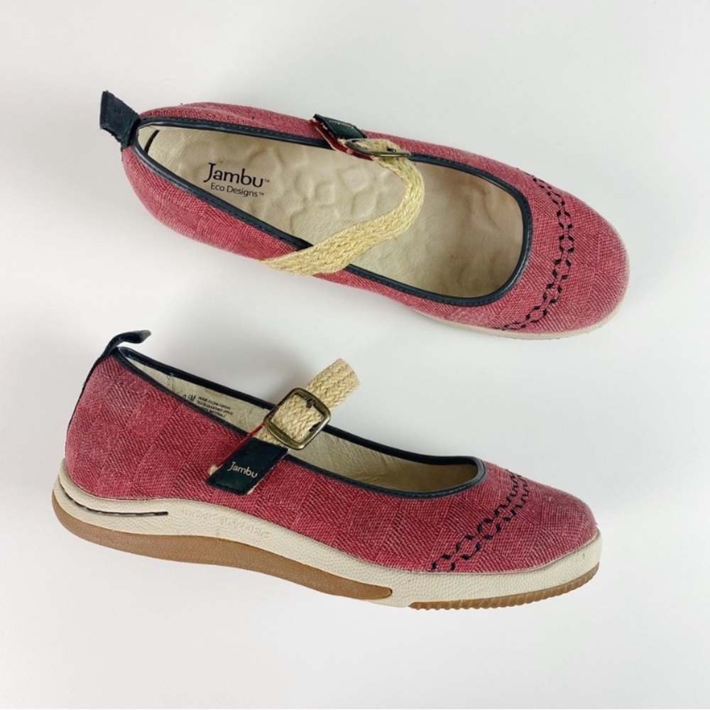 Jambu Rosie Eco Mary Jane Canvas Leather Flats